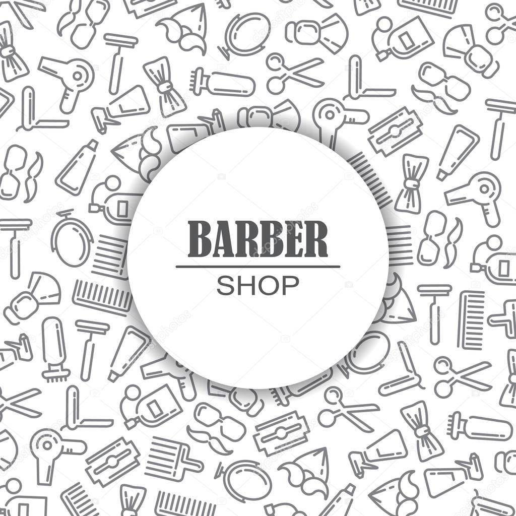 Composition of flat icons for barber shop advertising. Vector elements for your web design, in linear illustration style