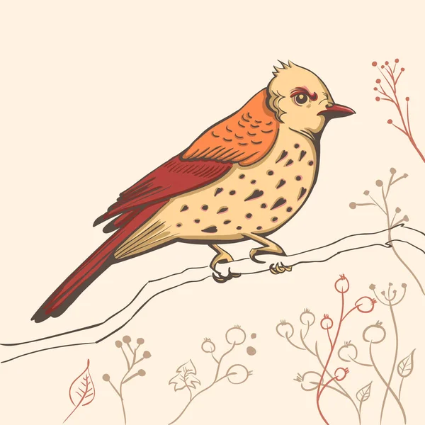 Illustratie van een vogel. handgemaakte achtergrond — Stockvector
