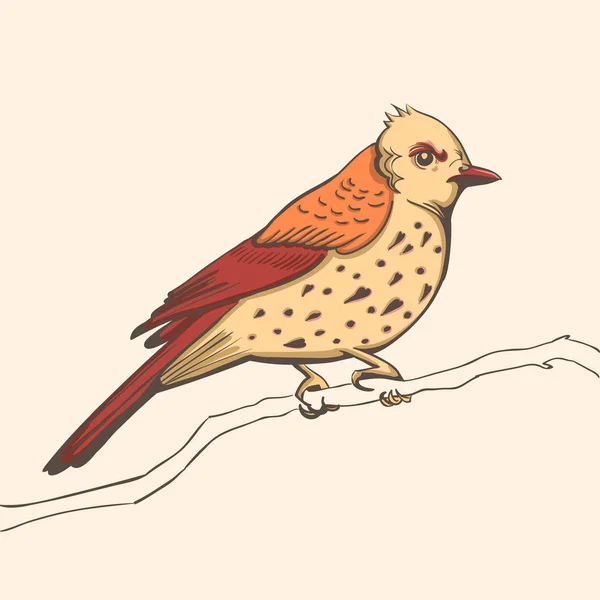 Illustration d'un oiseau. fond fait à la main — Image vectorielle