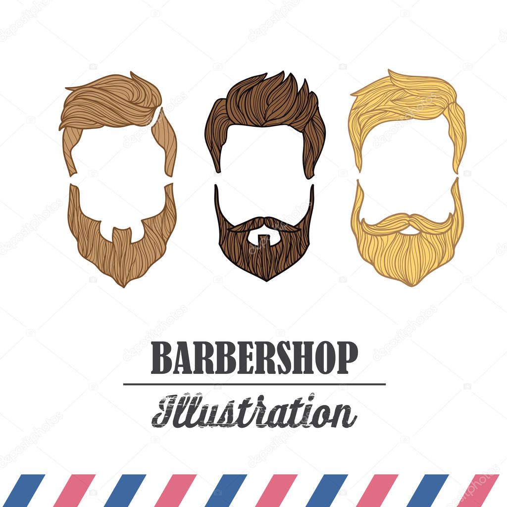 Composition of flat icons for barber shop advertising. Vector elements for your web design, in linear illustration style