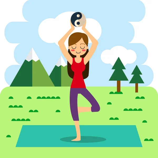 Mujer practicando yoga. — Vector de stock