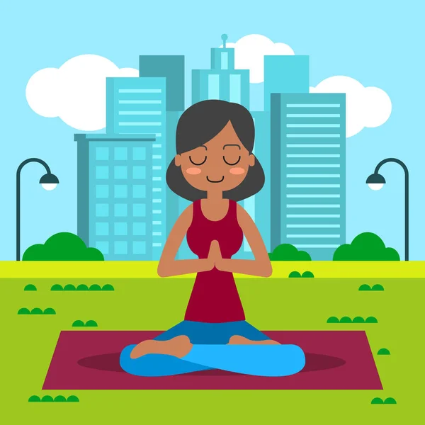 Mujer practicando yoga — Vector de stock