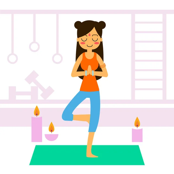Femme pratiquant le yoga. — Image vectorielle
