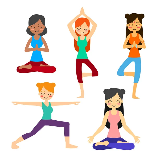 Wanita berlatih yoga. - Stok Vektor
