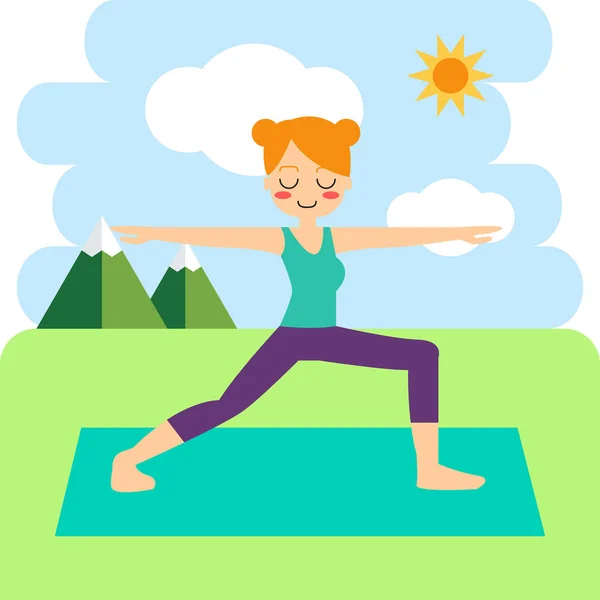 Vrouw die yoga beoefent. — Stockvector