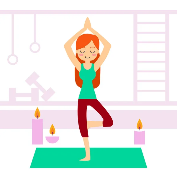 Mujer practicando yoga. — Vector de stock