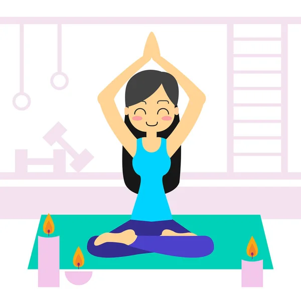 Vrouw die yoga beoefent. — Stockvector