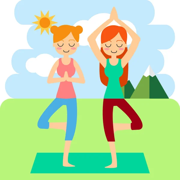 Vrouw die yoga beoefent. — Stockvector