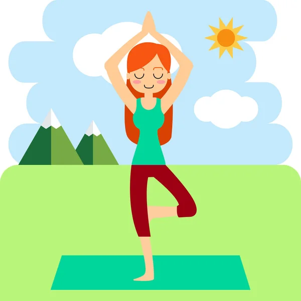 Mujer practicando yoga. — Vector de stock