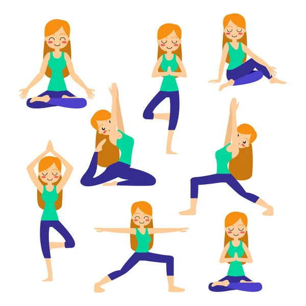 Vrouw die yoga beoefent. — Stockvector