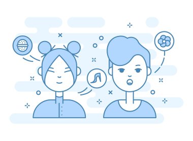 Doğrusal düz insanların yüzleri vektör çizim.