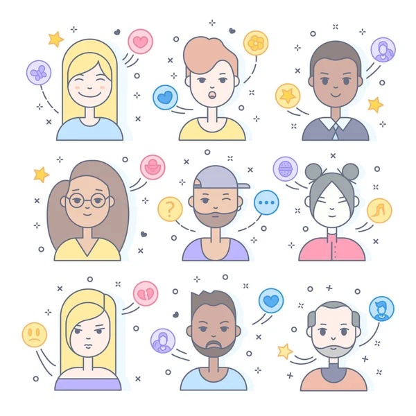 Set of people faces icons — Stock Vector