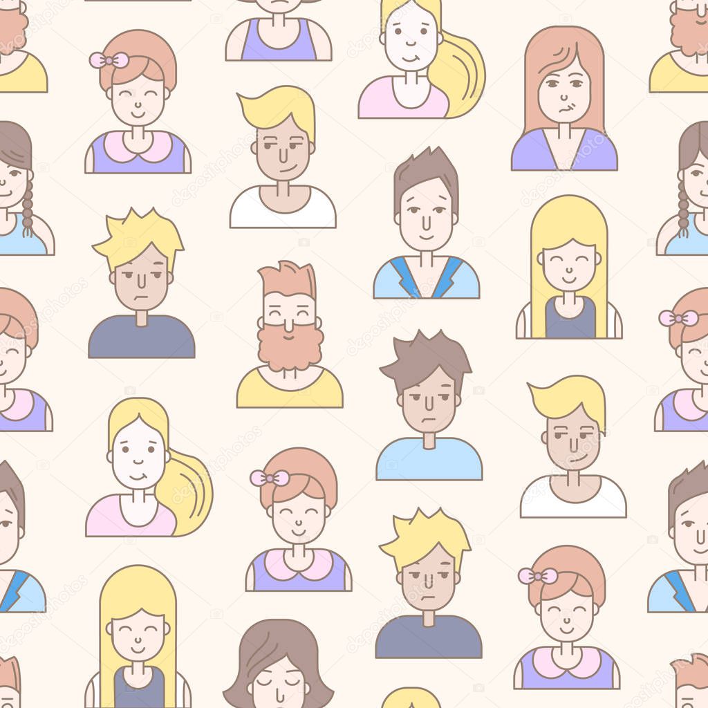 set of people faces icons