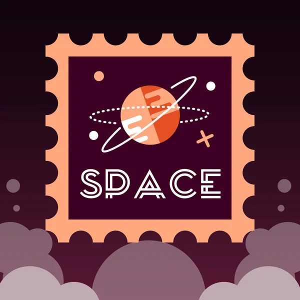 Post stamp with space theme — Stock Vector