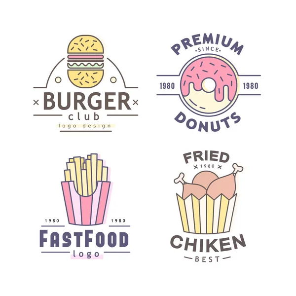 Linear Flat fast food badge — Stock Vector