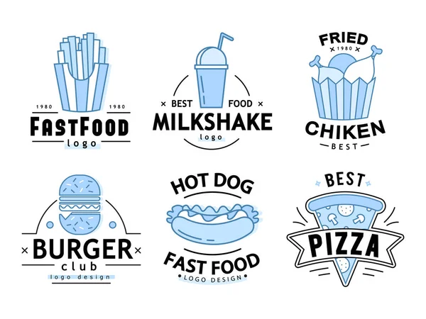 Emblema de fast food plano linear —  Vetores de Stock