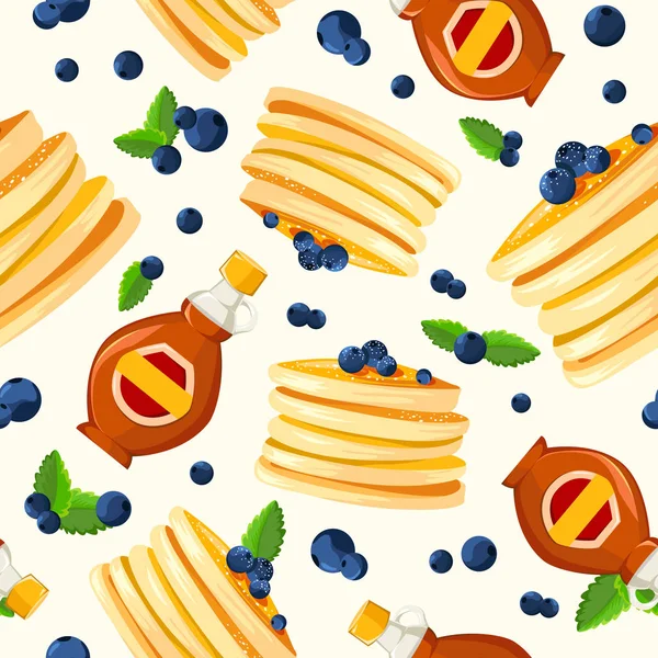 Pattern with pancakes and berries — Stock Vector