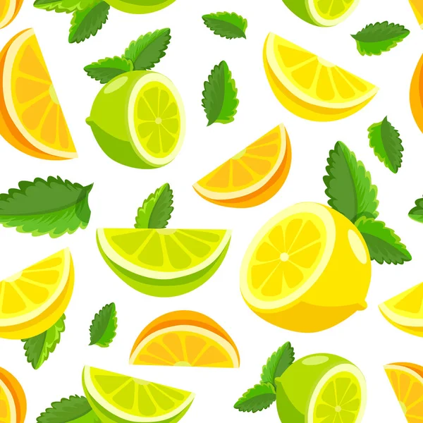 Piezas de limón y lima — Vector de stock