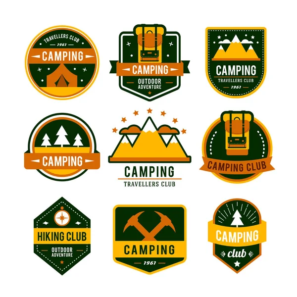 Uppsättning av camping emblem — Stock vektor