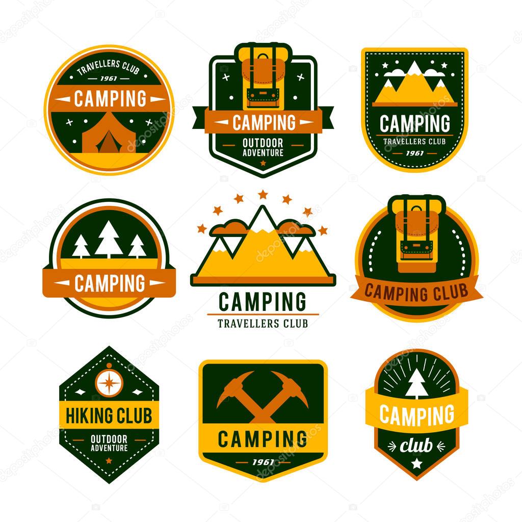 set of camping emblems