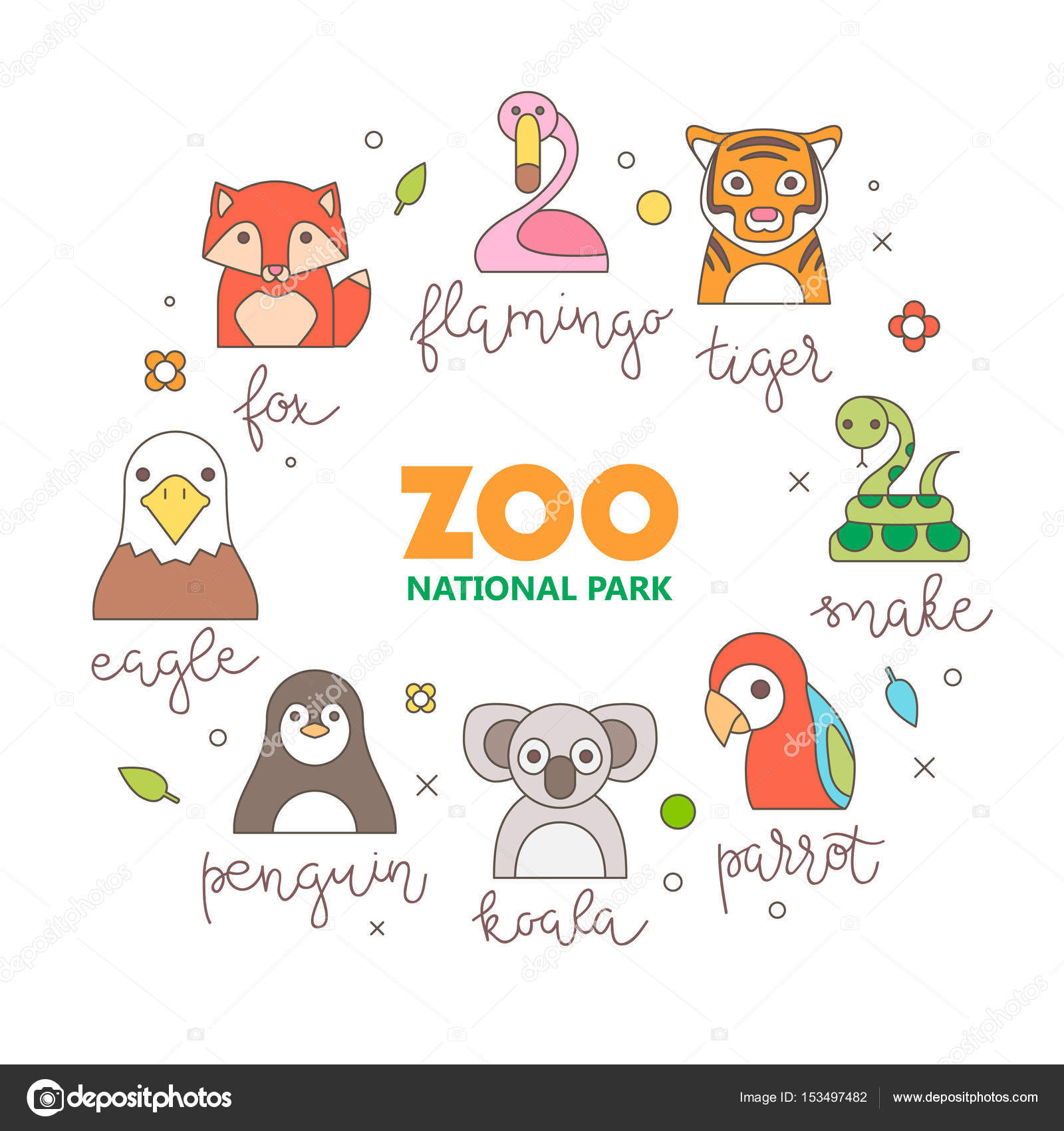 Zoo logo with animals template Stock Illustration by ©vextok #153497482