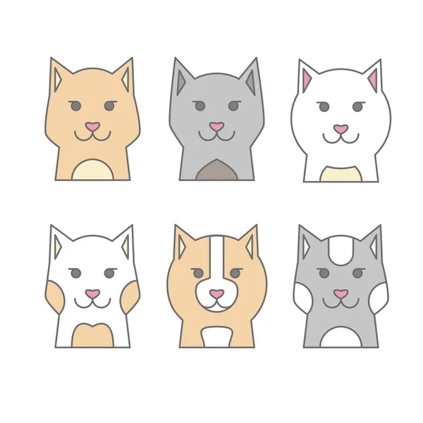 Conjunto de adesivos de gatos bonitos —  Vetores de Stock