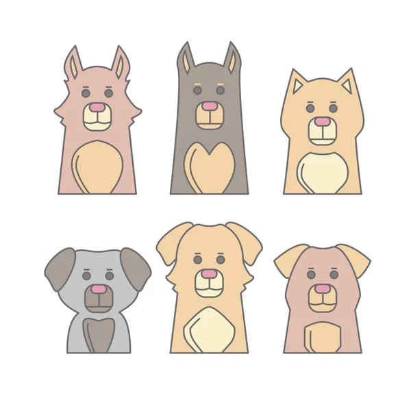 Conjunto de adesivos de cães bonitos —  Vetores de Stock