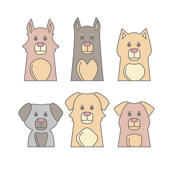 Adhesivo perros lindo conjunto — Archivo Imágenes Vectoriales