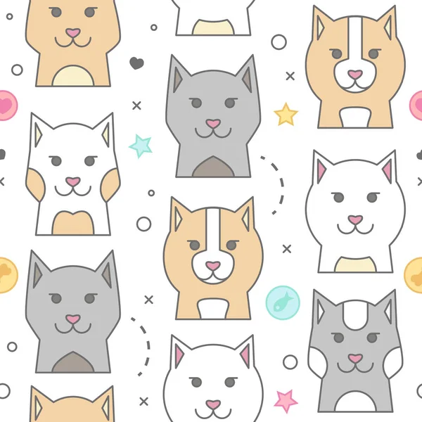 Conjunto de adesivos de gatos bonitos —  Vetores de Stock