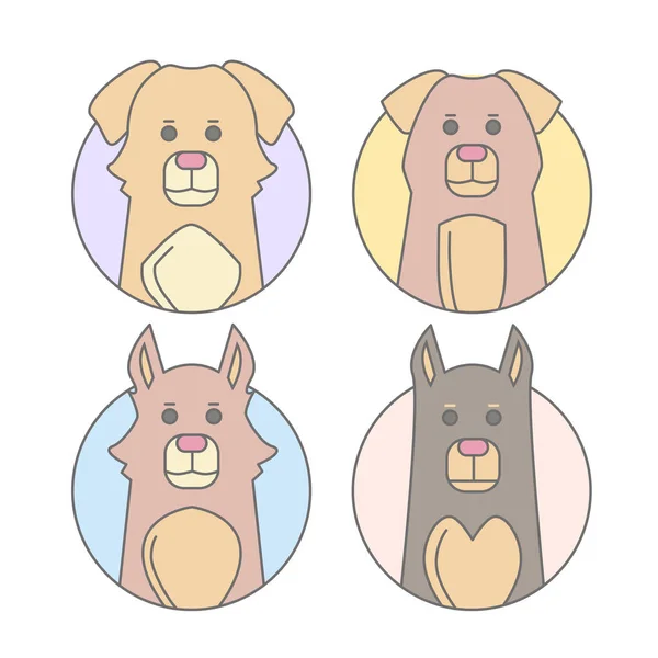 Conjunto de adesivos de cães bonitos — Vetor de Stock