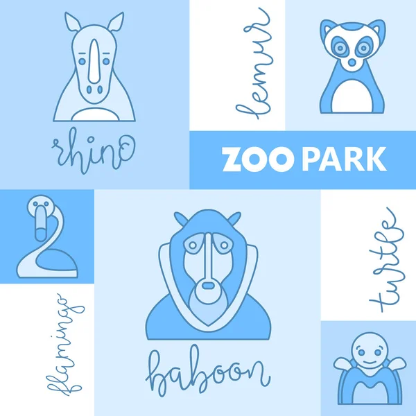 Modèle de logo Zoo avec animaux — Image vectorielle