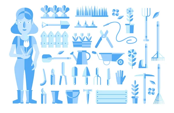 Trädgårdsskötsel och trädgårdsnäring, hobby verktyg — Stock vektor