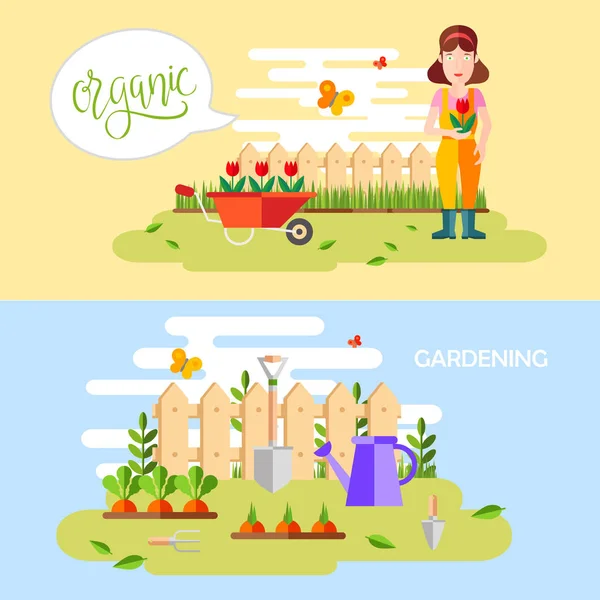 Bahçecilik ve Bahçe Bitkileri, hobi araçları — Stok Vektör