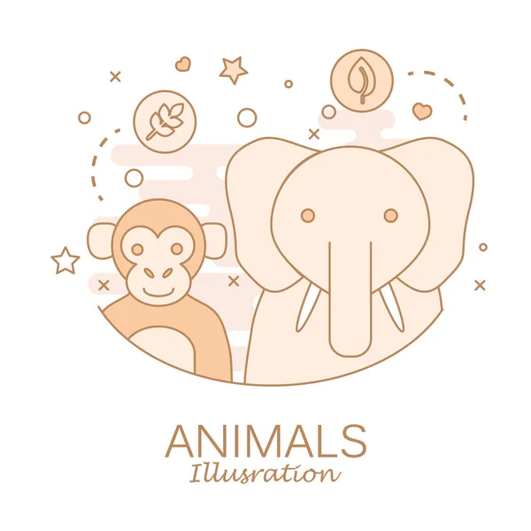 Zoo animals set Stock Illustration