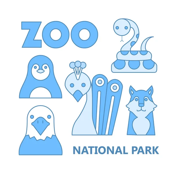 Zoo-logotypen med djur mall Stockillustration