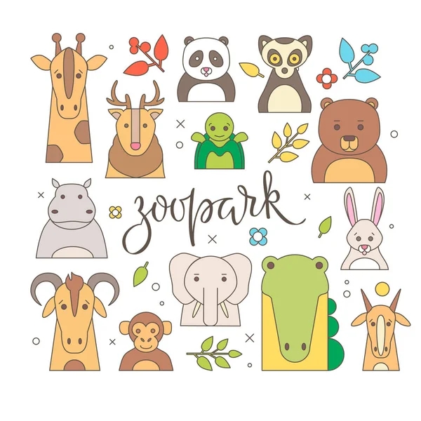 Λογότυπο ζωολογικό κήπο με ζώα πρότυπο Διανυσματικά Γραφικά