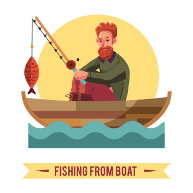 Balık tutma kavramsal afiş