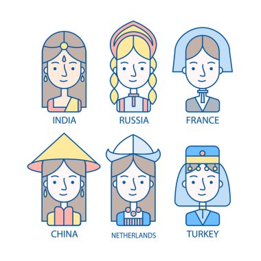 Natiolnal şapka Icons set