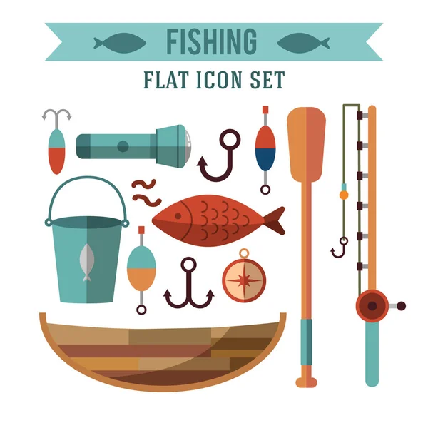 Balıkçılık Icons set — Stok Vektör
