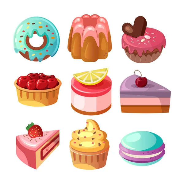 Bunte Kuchen Icon Set — Stockvektor