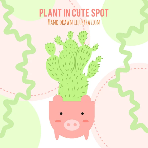 Plantera i söt djur kruka — Stock vektor