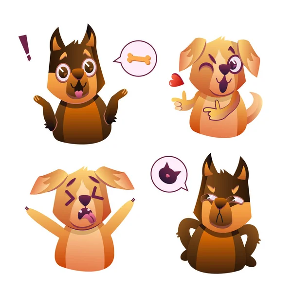 Grappige honden stickers — Stockvector