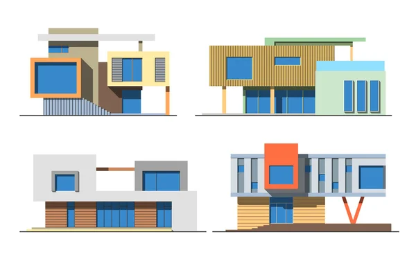 Casas 9 color — Vector de stock