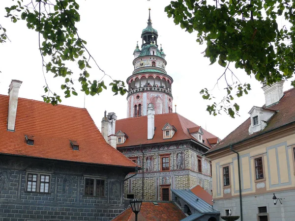 Cesky Krumlov kasteeltoren. — Stockfoto