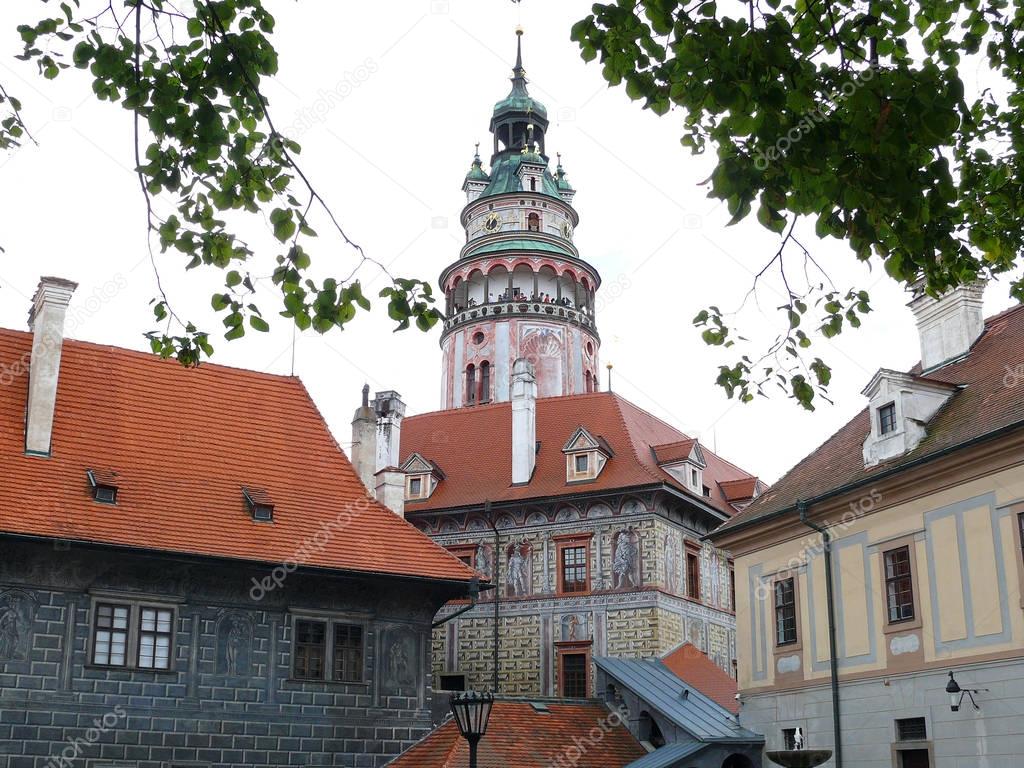 Cesky Krumlov castle tower.