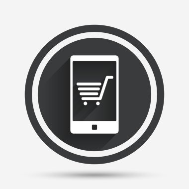 Alışveriş sepeti işareti simgesi ile Smartphone.