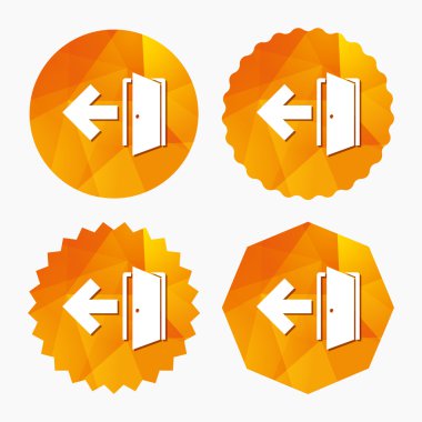 Acil çıkış işareti simgesi. Kapı sol ok ile.