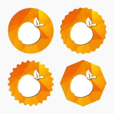 elma işareti simgesi. yaprak sembol ile meyve.