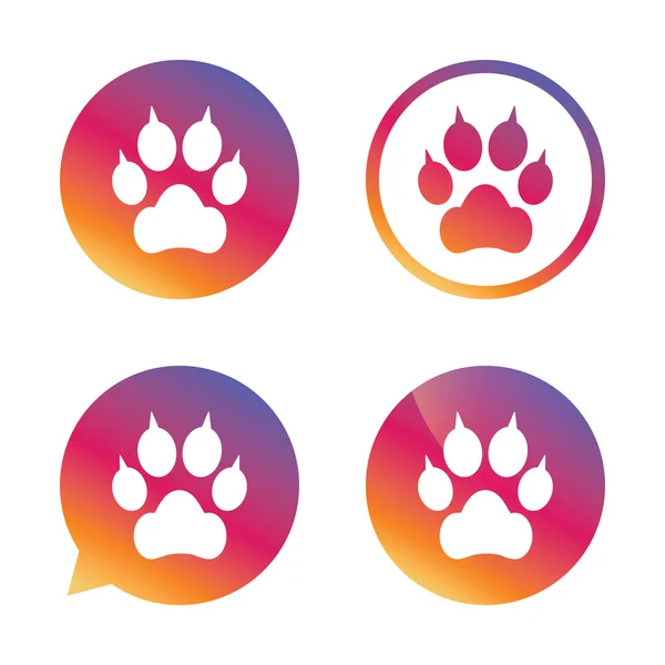 Pata de perro con garras signo icono. Mascotas símbolo . — Vector de stock