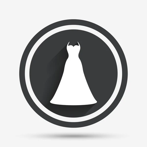 Ícone de sinal do vestido de casamento. Símbolo de noiva elegante . — Vetor de Stock